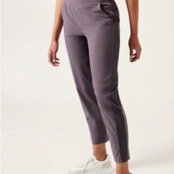 Athleta Brooklyn Mid Rise Ankle Pants High Waist Tapered Leg Women Purple Size 6 - Picture 1 of 5